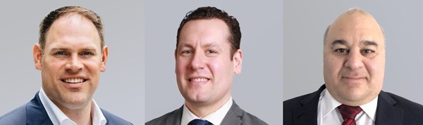 Headshot portraits of three men in business attire, new members of the FuturePlan by Ascensus sales team